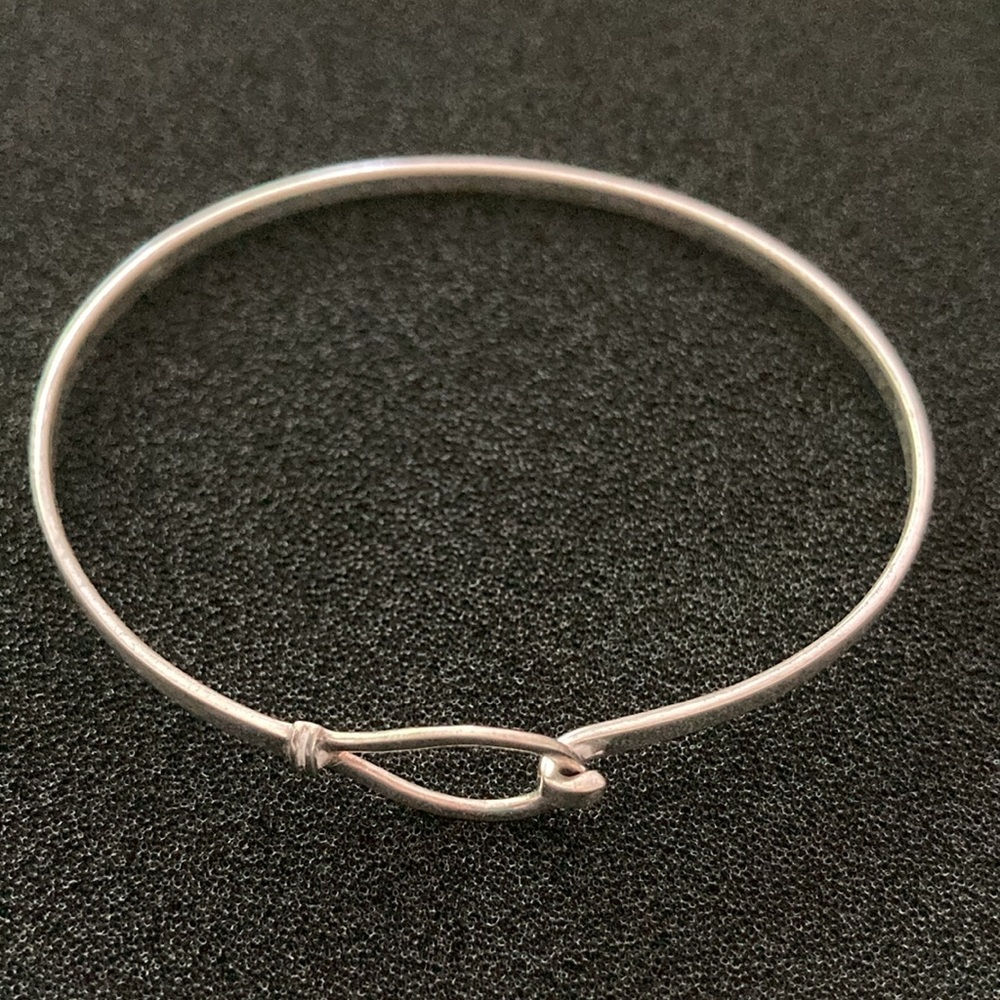 Sterling Silver Bangle with Hook Fastening